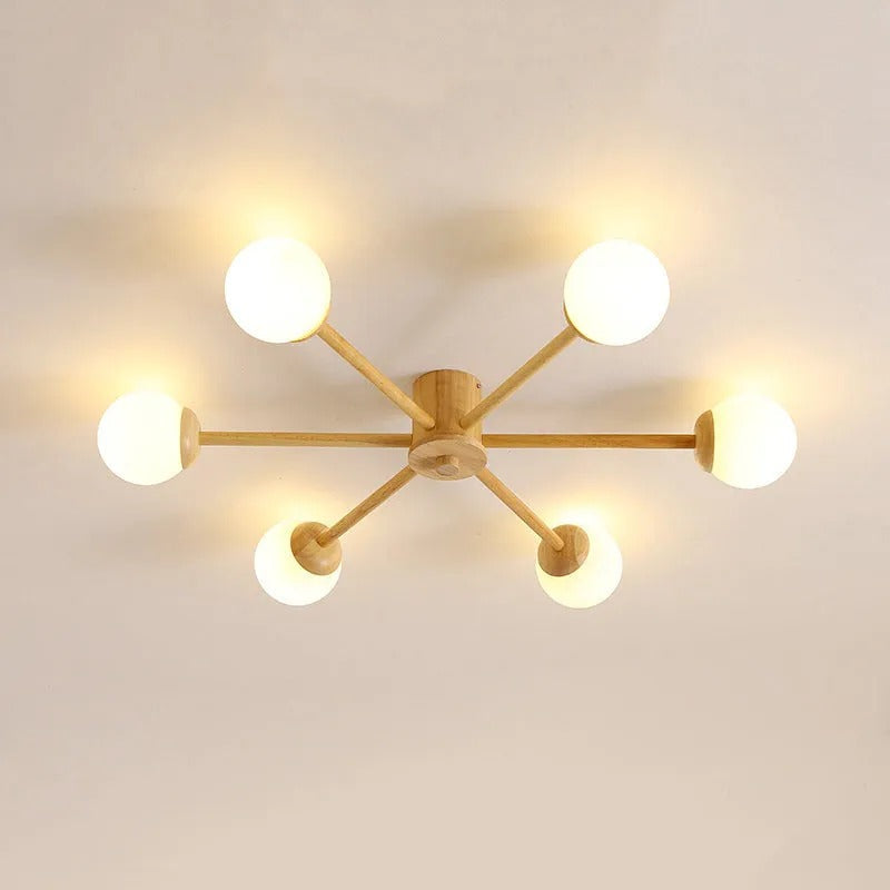 Muto Modern LED Deckenleuchte Ess/Wohn/Schlafzimmer Holz/Glas