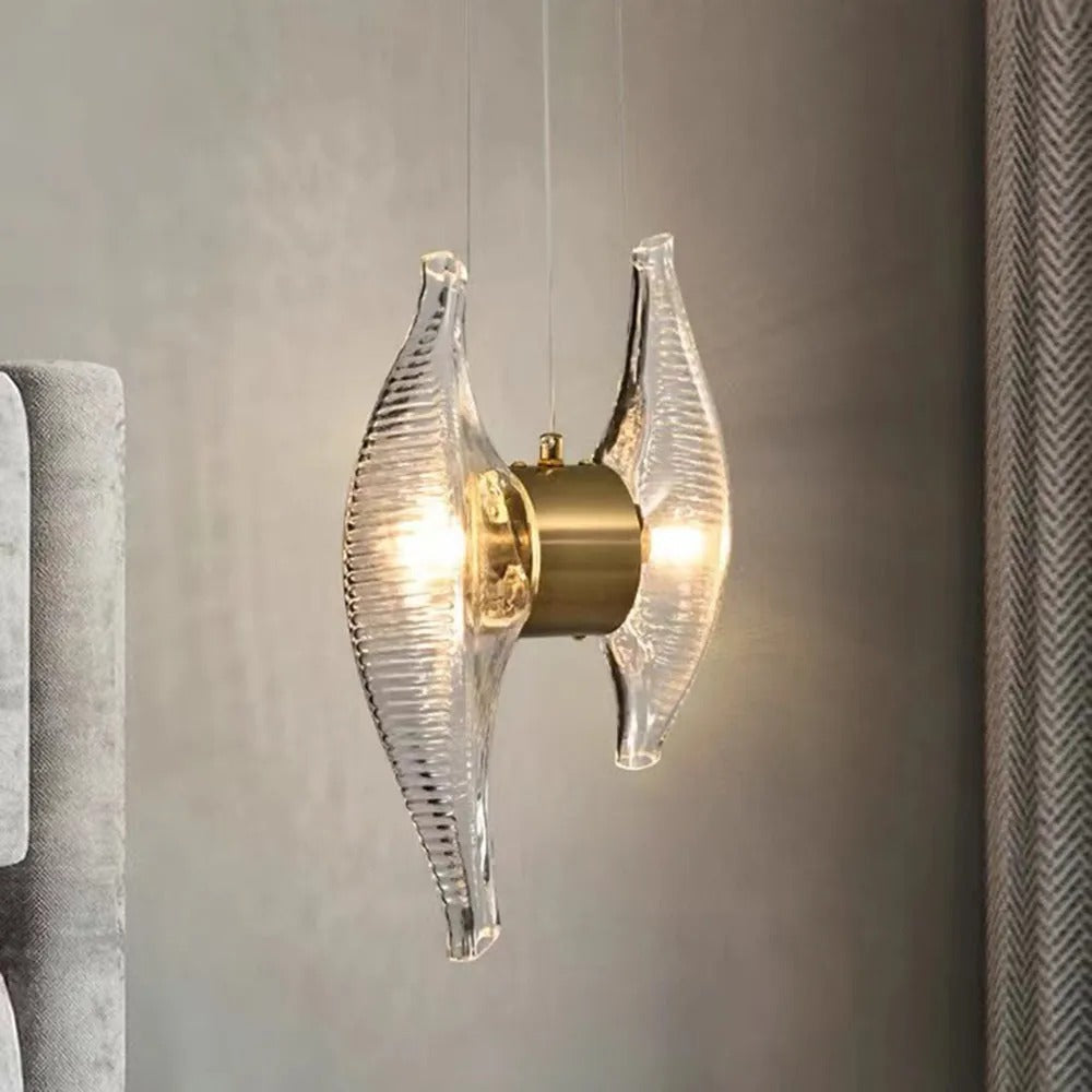 Kristy Design LED Pendelleuchte Gold Schlaf/Esszimmer Glas/Metall