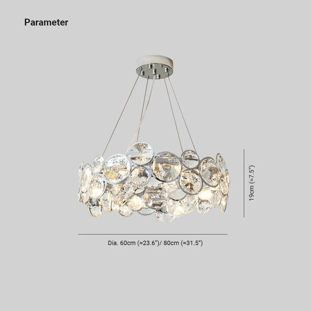 Kristy Moderne LED Rund Kronleuchter Kristall Metall Wohnzimmer