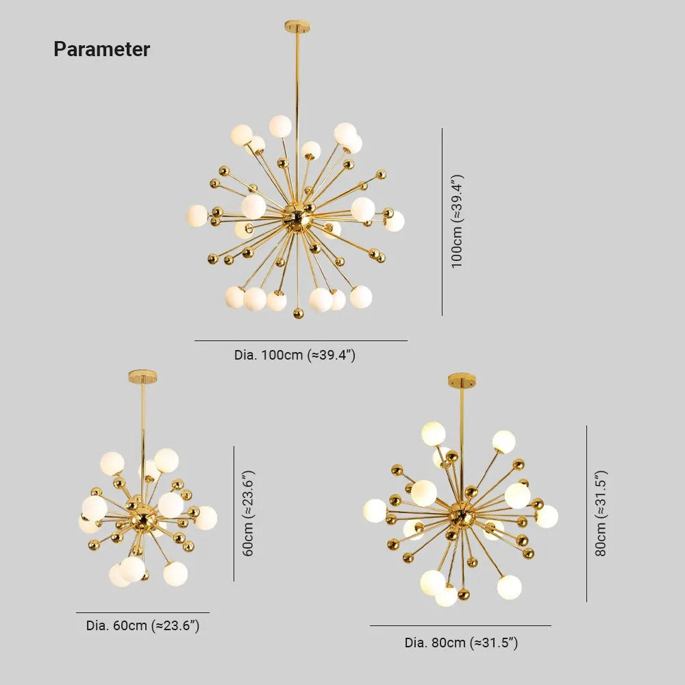 Valentina Nordic Firework LED Kronleuchter Gold Metall Wohnzimmer