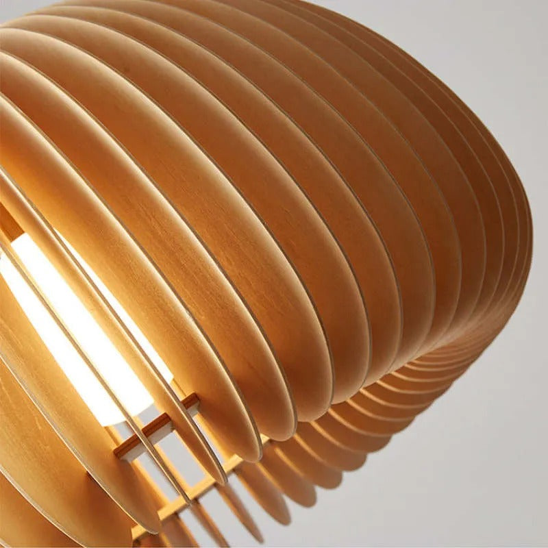 Muto Design LED Pendelleuchte Schlafzimmer/Esszimmer Holz/Metall Kürbis