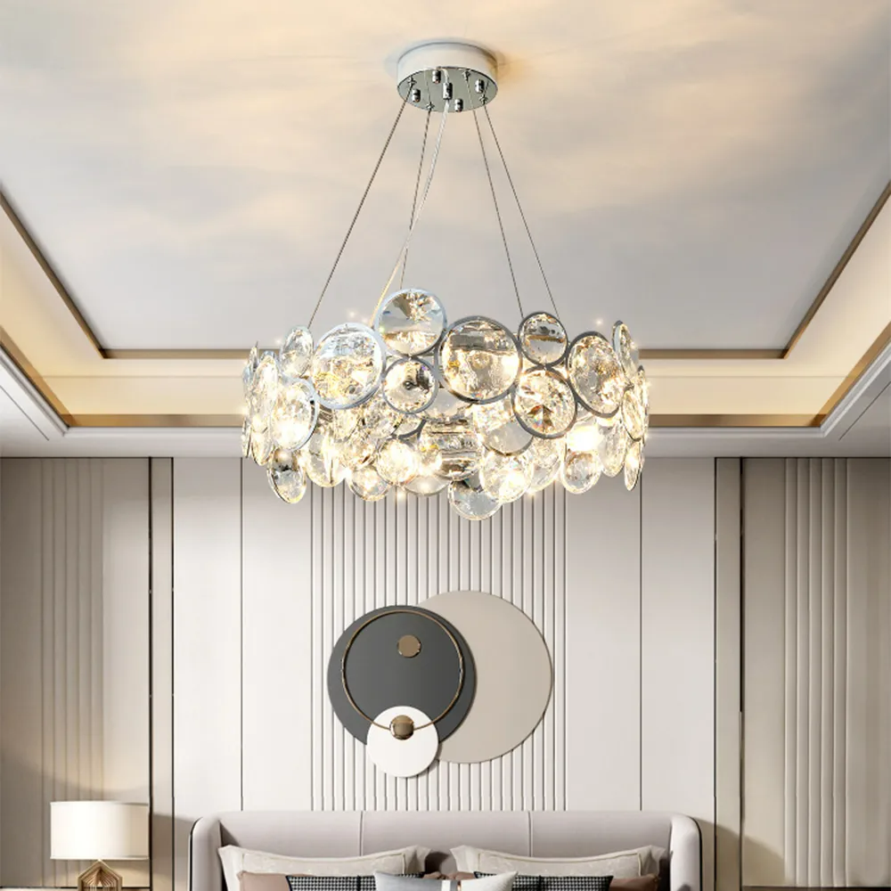 Kristy Moderne LED Rund Kronleuchter Kristall Metall Wohnzimmer