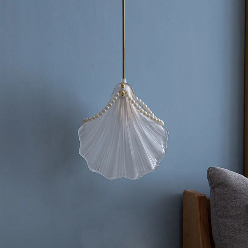 Modern Pendelleuchte Perlenmuschel Schlafzimmer, Weiß, Acryl Metall