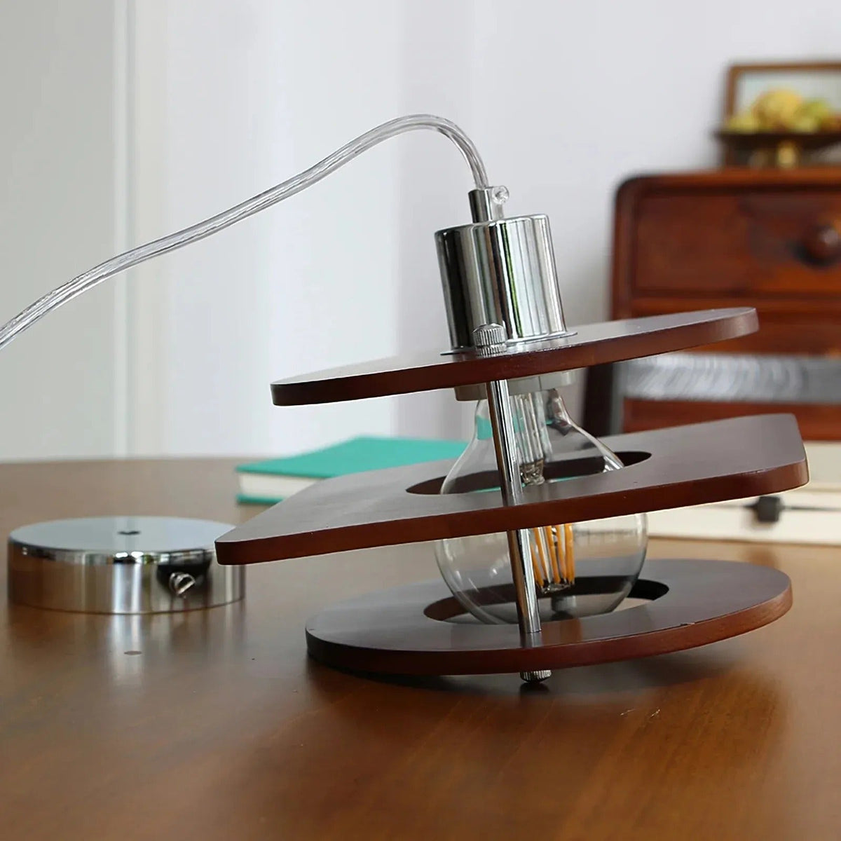 Valentina Vintage LED Pendelleuchte Metall/Walnuss Ess/Schlafzimmer