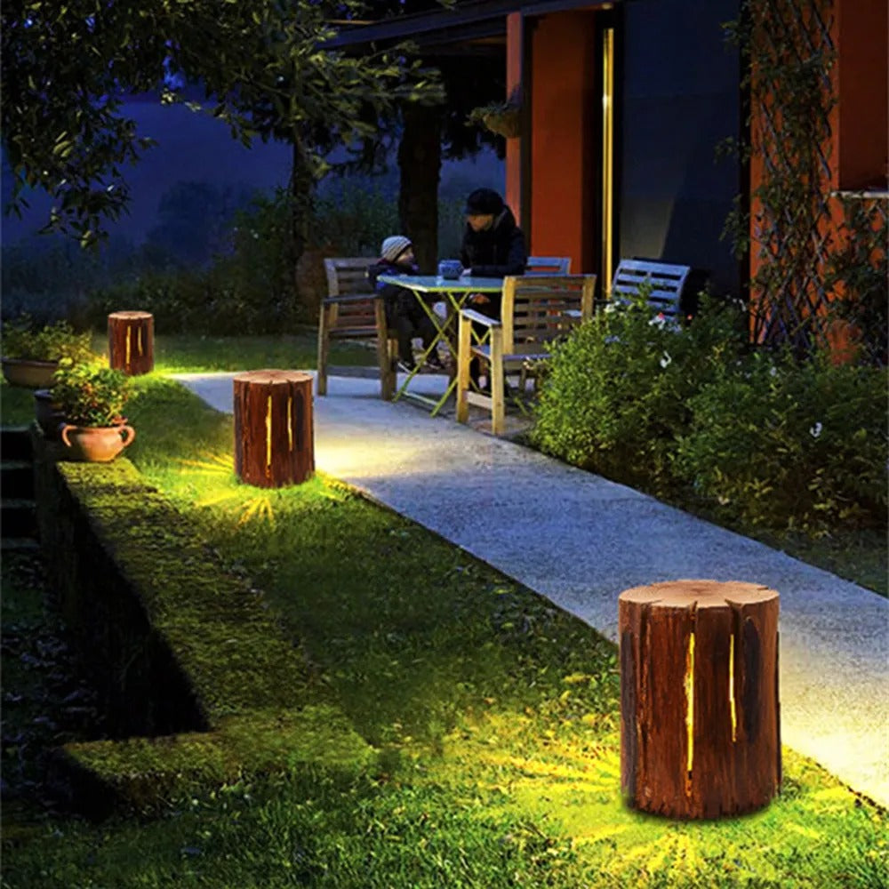 Ray Natürliche Säule Holz LED Stehleuchte Tisch 3 Größe Harz Außen