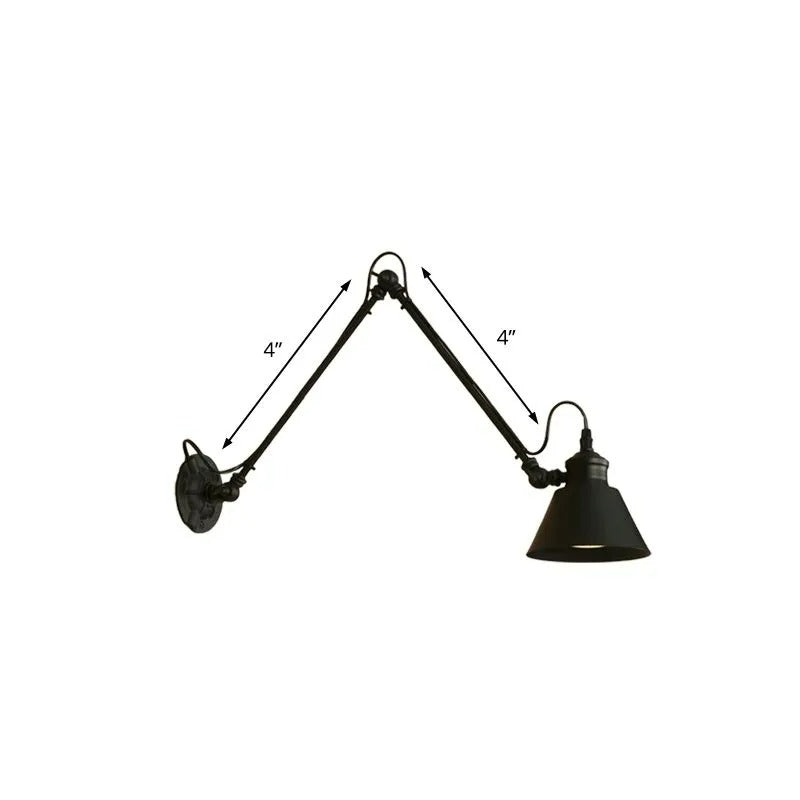 Silva Modern Konische Wandleuchte Schwarz, Wohnzimmer, Metall