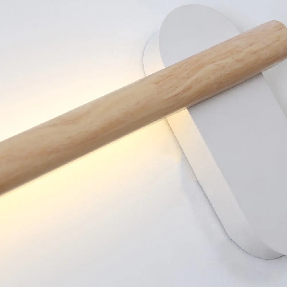 Muto Moderne Lineare LED Wandleuchte Holz Schlaf/Wohnzimmer Holz Größen 40cm 50cm 60cm