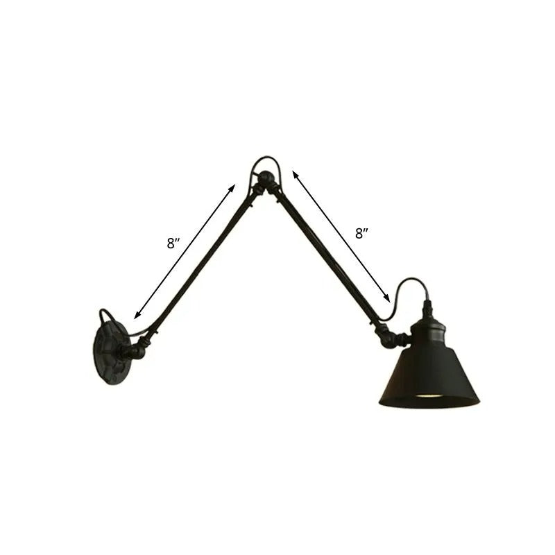 Silva Modern Konische Wandleuchte Schwarz, Wohnzimmer, Metall