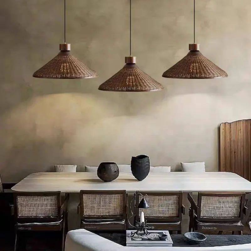 Silva Retro Design LED Pendelleuchte Rattan Wohnzimmel/Esstisch