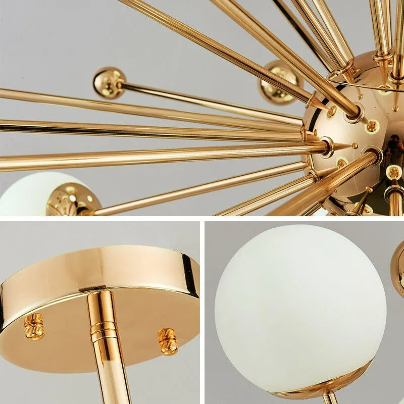 Valentina Nordic Firework LED Kronleuchter Gold Metall Wohnzimmer
