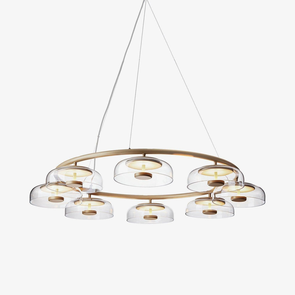 Aethera runder Kronleuchter aus Milchglas