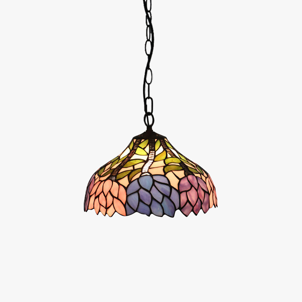 Arisha Vintage Pendelleuchte Blüte Blume Buntes Glas Wohnzimmer
