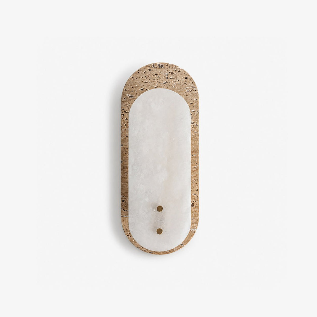 Wandleuchte aus Travertin und Alabaster in Ovalform