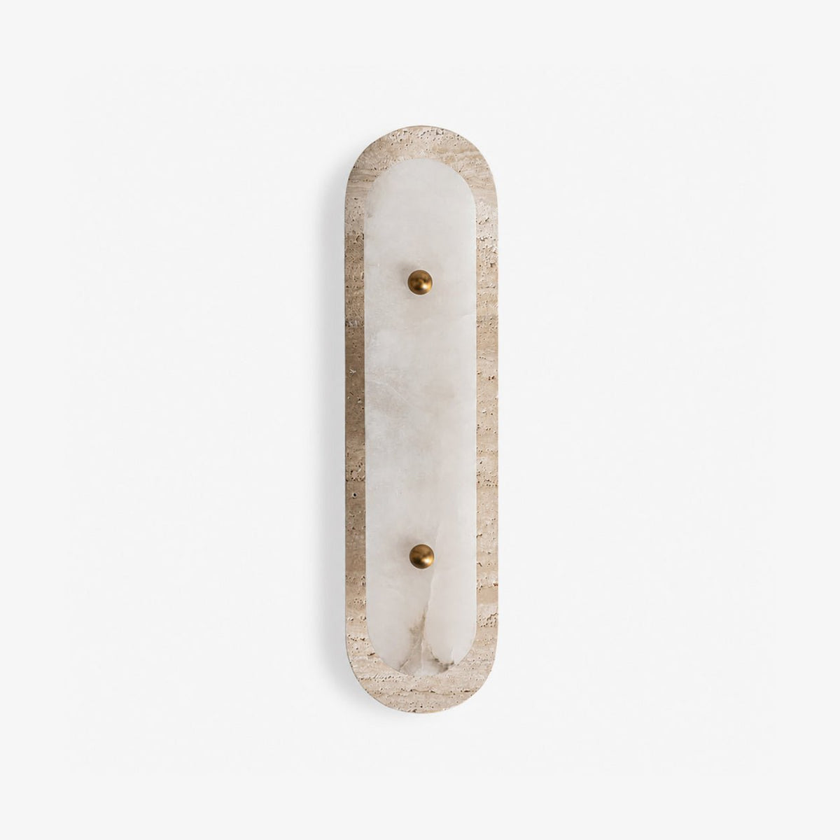 Wandleuchte aus Travertin und Alabaster in Ovalform