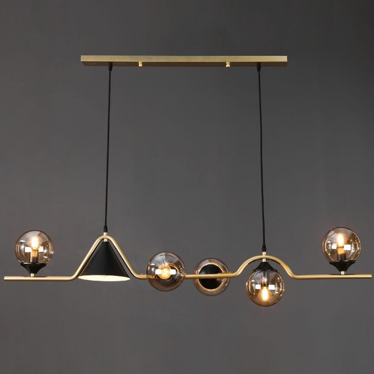 Arisha Moderne LED Pendelleuchte Schwarz/Gold Glas Wohnzimmer/Schlafzimmer
