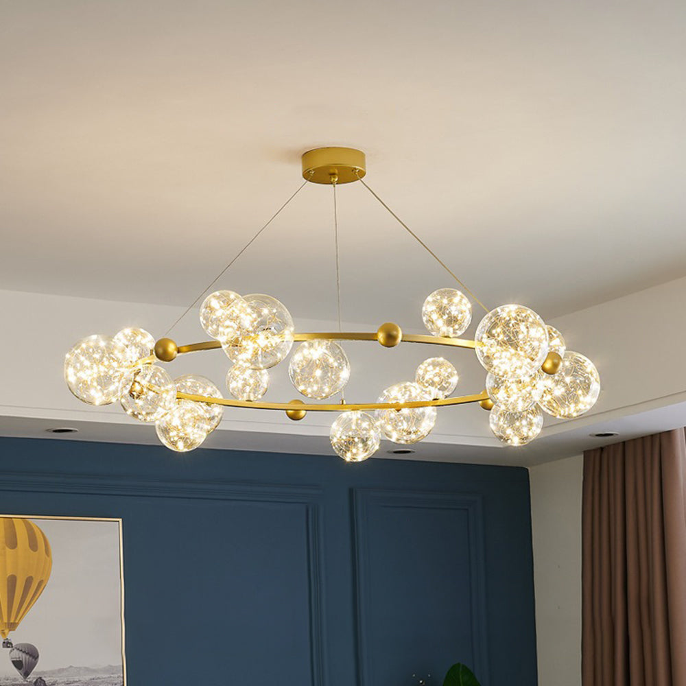 Valentina Kreis Kronleuchter Metall Glas Wohnzimmer Schlafzimmer Esszimmer