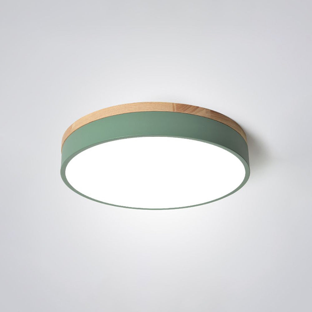 Aria Modern LED Deckenleuchte Rund, Weiß/Gelb/Grün/Grau, Schlafzimmer, Metall Holz