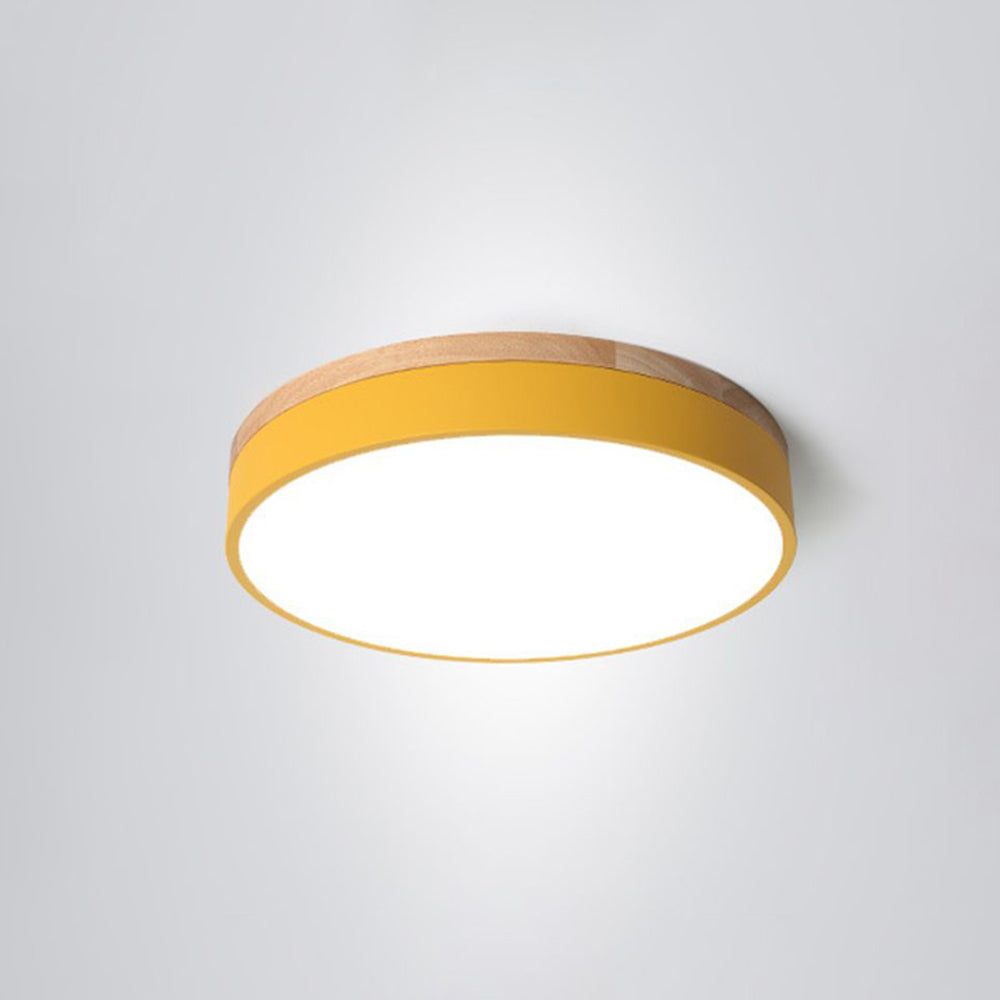 Aria Modern LED Deckenleuchte Rund, Weiß/Gelb/Grün/Grau, Schlafzimmer, Metall Holz