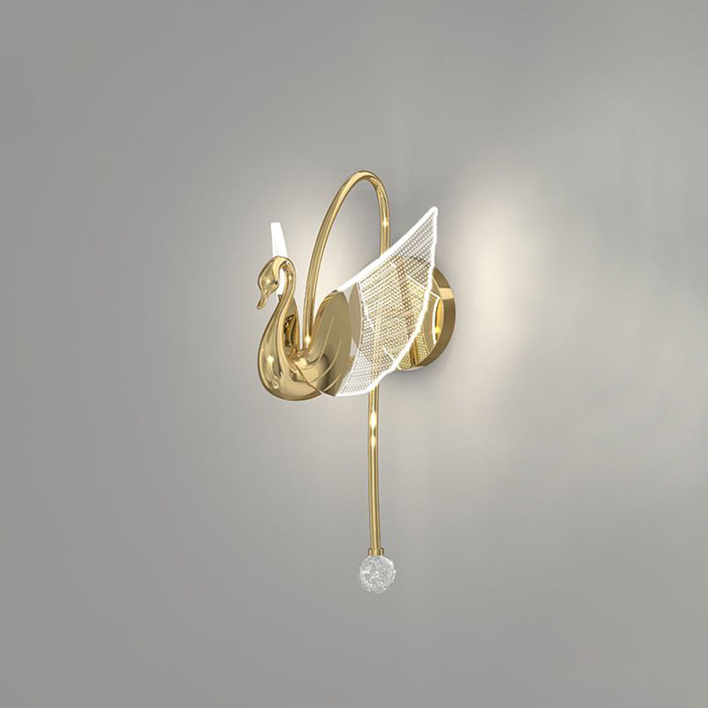 Arisha Deco Schwan LED Wandleuchte Gold/Rose Gold Schlaf/Wohnzimmer Acryl&Metall