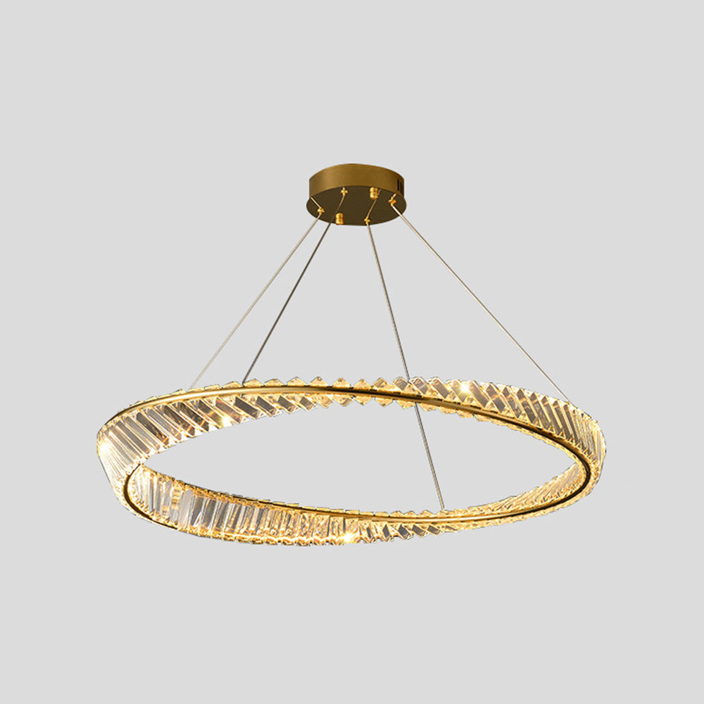 Kristy   Kronleuchter luxuriös Rund LED Gold Glas Schlaf/Wohnzimmer