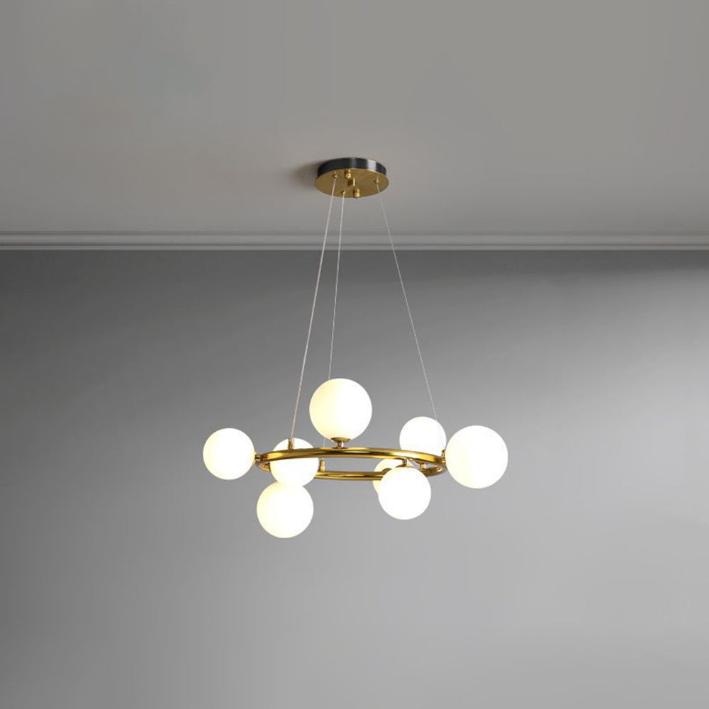 Valentina Modern Glaskugel LED Kronleuchter Gold/Schwarz Esstisch/Wohnzimmer Metall mit 3 größrn