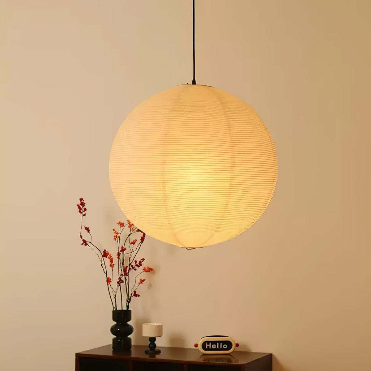 Noveno Pendelleuchte Bambus Washi-Papier rund