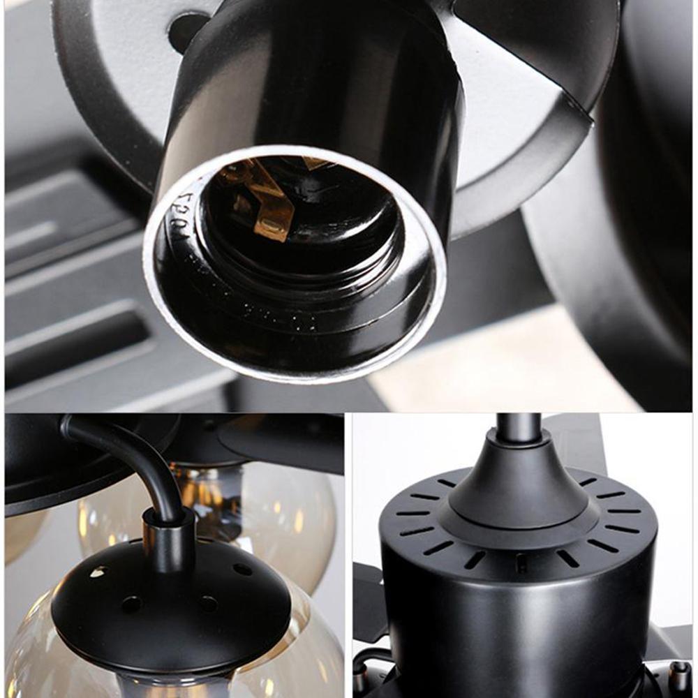 Zazoren Vintage Schwarz Glas Deckenventilator mit Beleuchtung